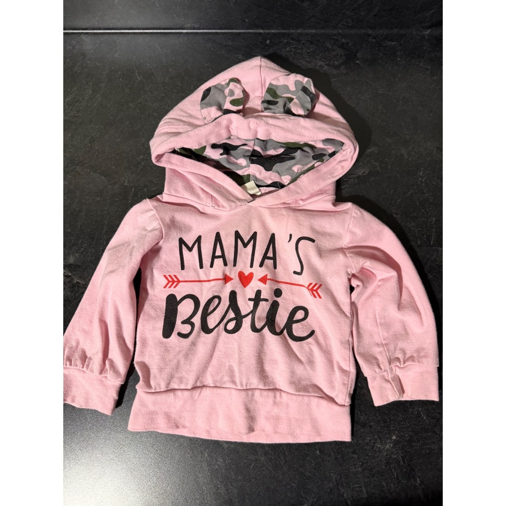 Baby Girls 3pc Camo Bundle Outfit Set 6-9M Mama's Bestie Hoodie Bodysuit Cute - Picture 4 of 13